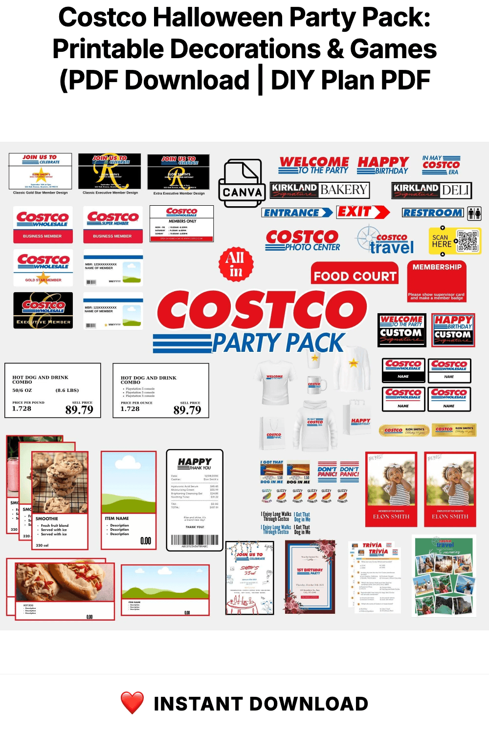 Costco Halloween Party Pack: Printable Decorations & Games (PDF Download
