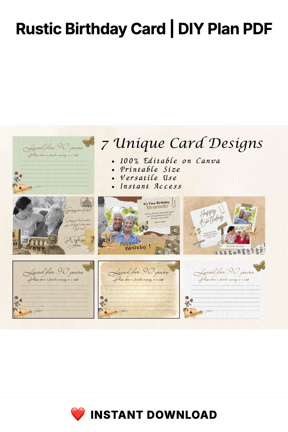 Rustic Birthday Card | Print on Kraft Paper | Instant Download | Share a Memory & Wish Sign