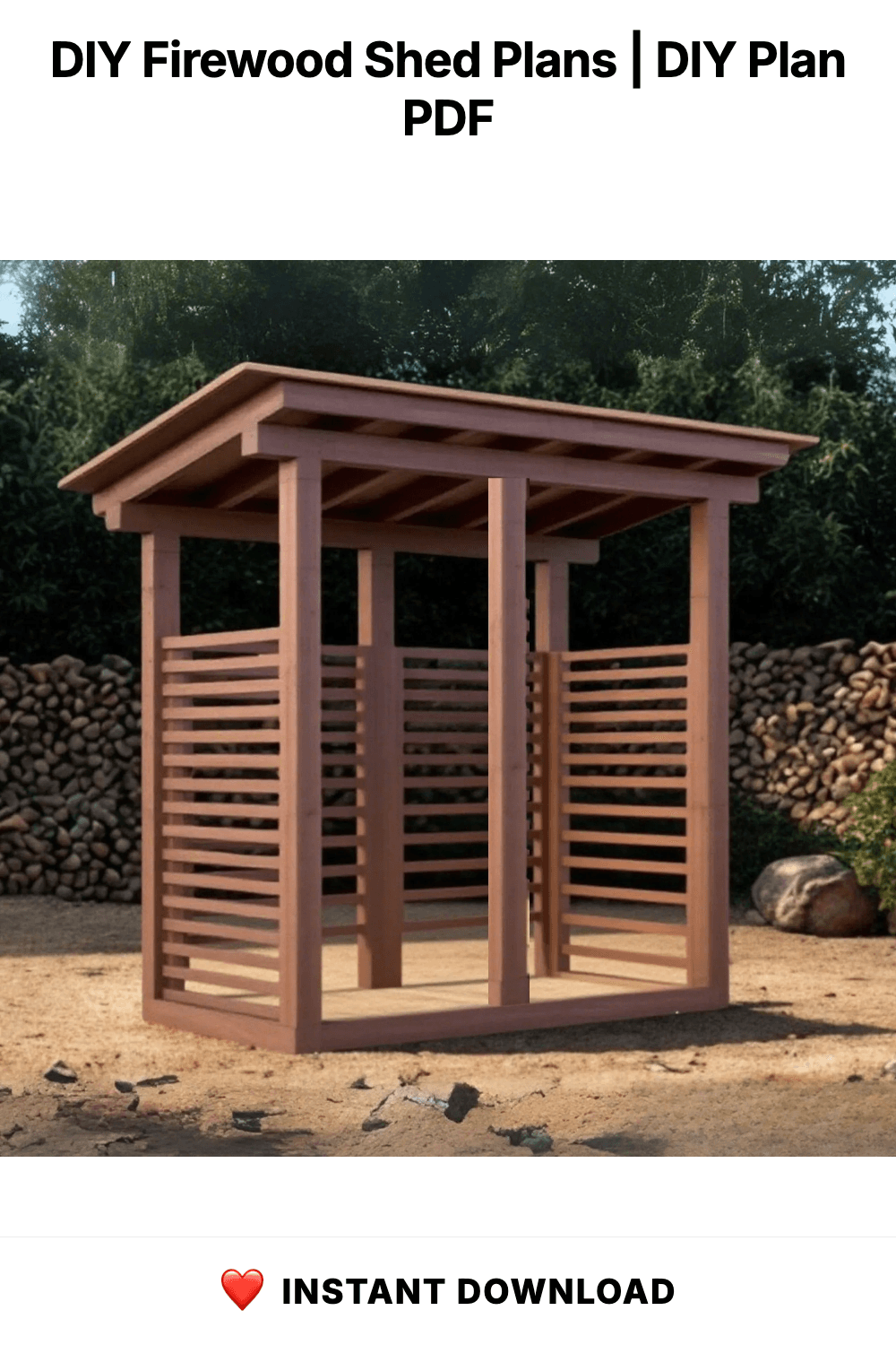 DIY Firewood Shed Plans | 2 Cord Capacity with Tool Storage (PDF Download)