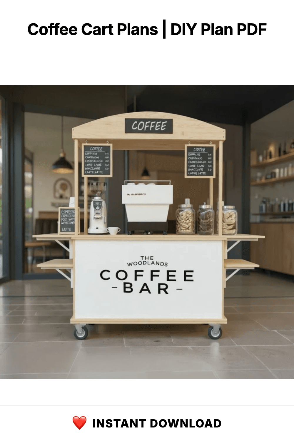 Coffee Cart Plans | Portable Espresso Bar Blueprint | DIY Collapsible Mobile Coffee, Drink Vendor Cart Design