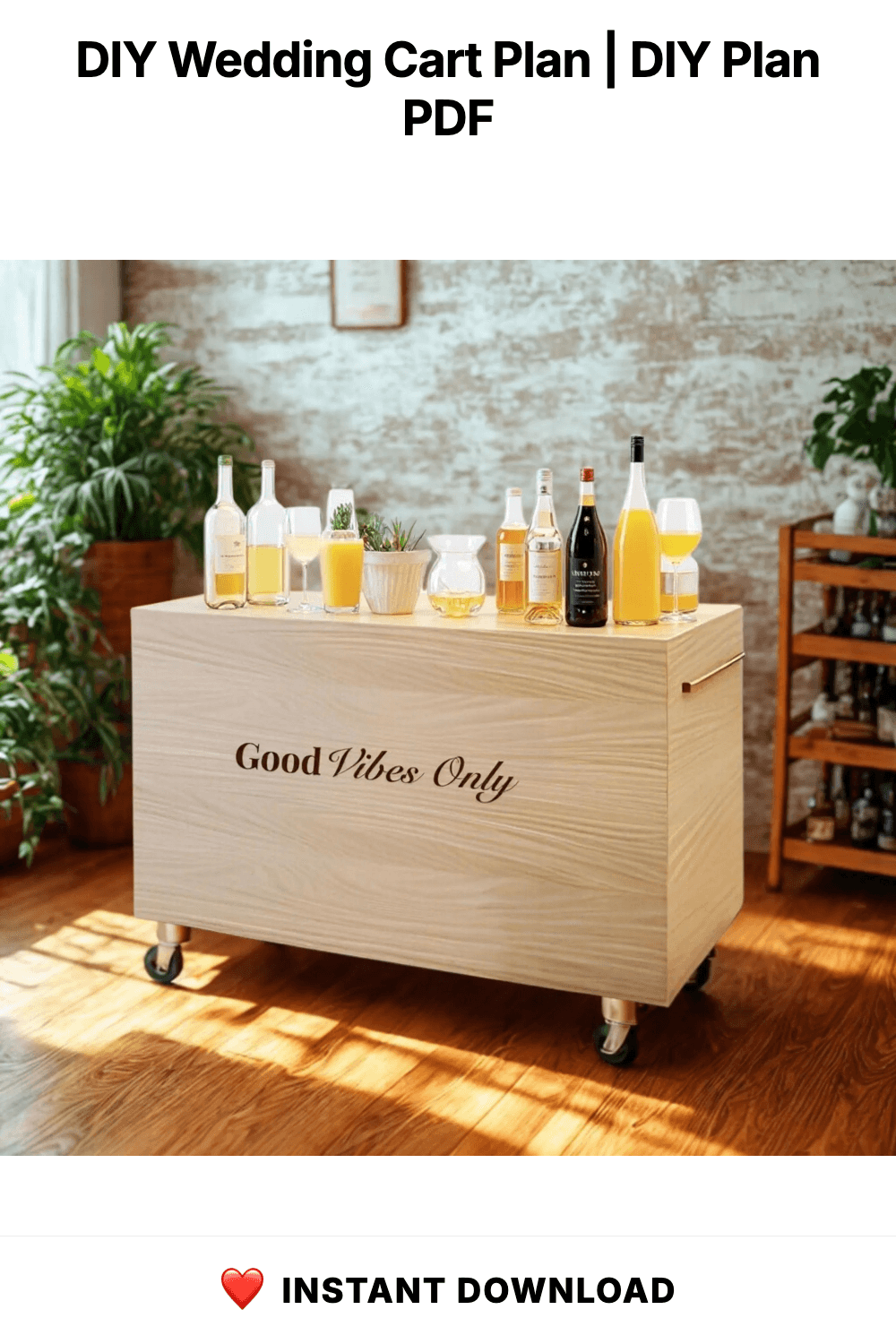 DIY Wedding Cart Plan | Mobile Bar, Coffee, Beverage Cart (PDF Pattern)