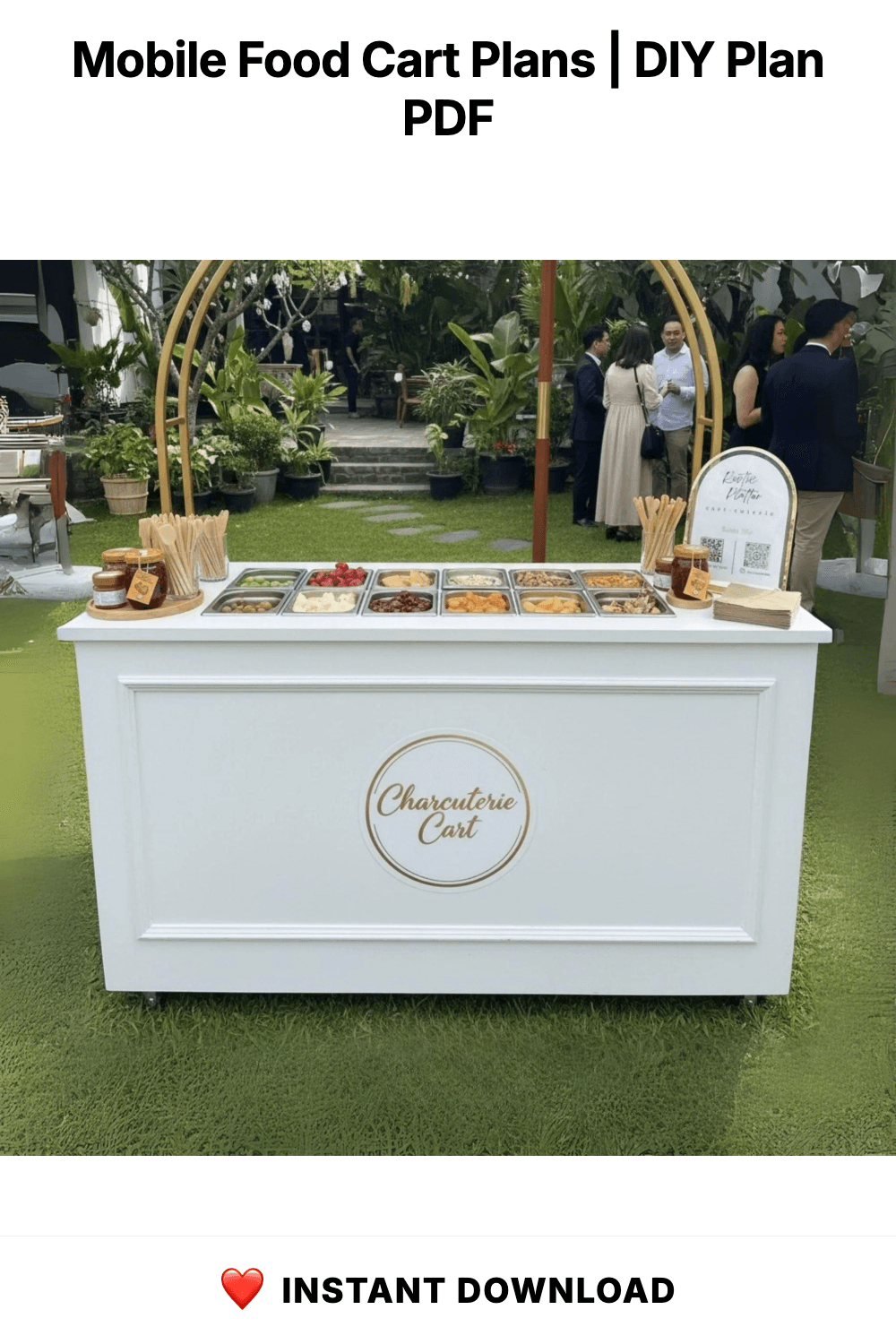 Mobile Food Cart Plans | Charcuterie Mobile Bar and Coffee Cart Bar Blueprint | Snack Cart, Pastry Cart, Ice Cream Cart, Cookie Cart Plans