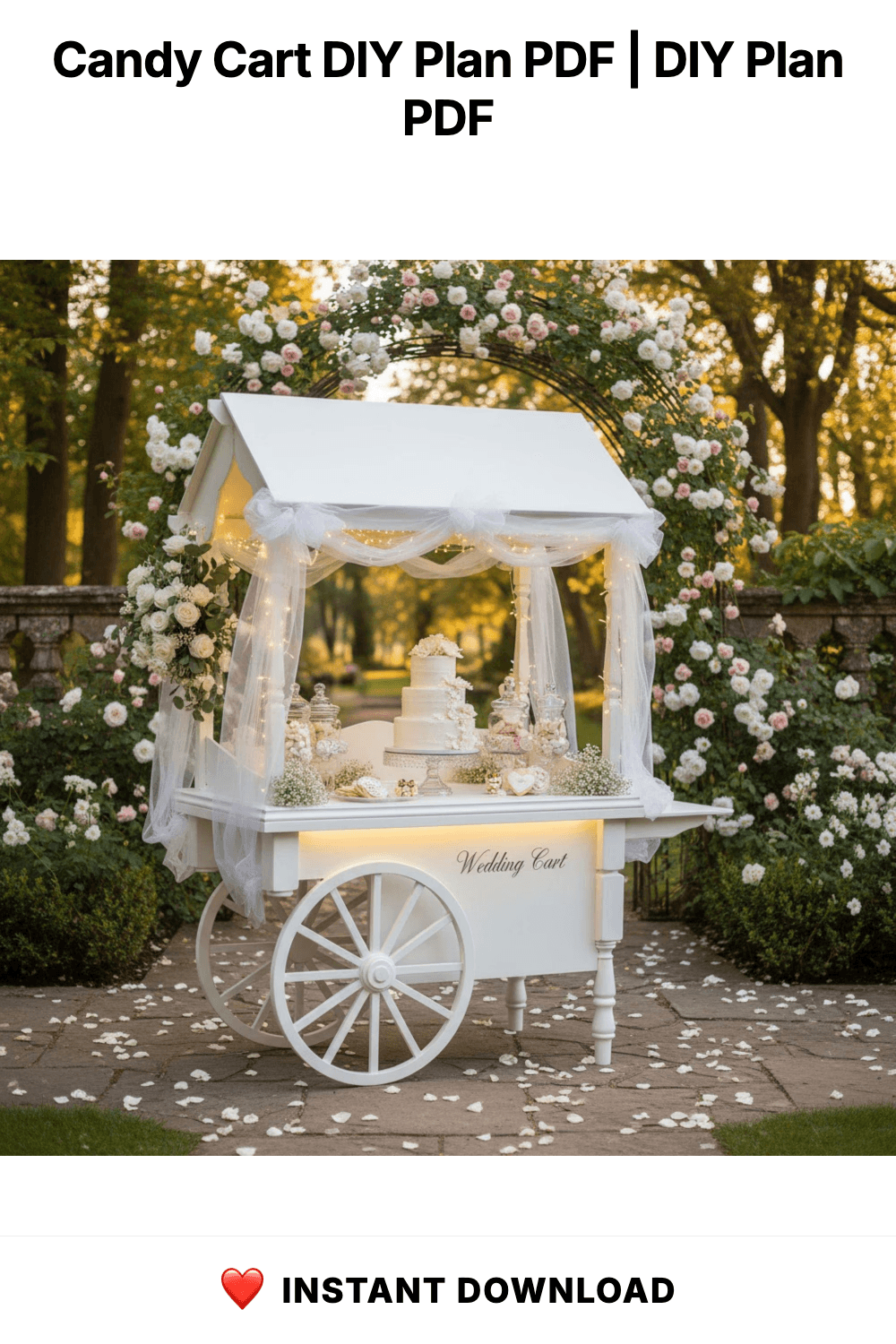 Candy Cart DIY Plan PDF | İce Cream Cart | Dessert Cart | Wedding Sweet Table Cart | Collapsible Wooden Sweet Bar for Sale, Party Treat Cart