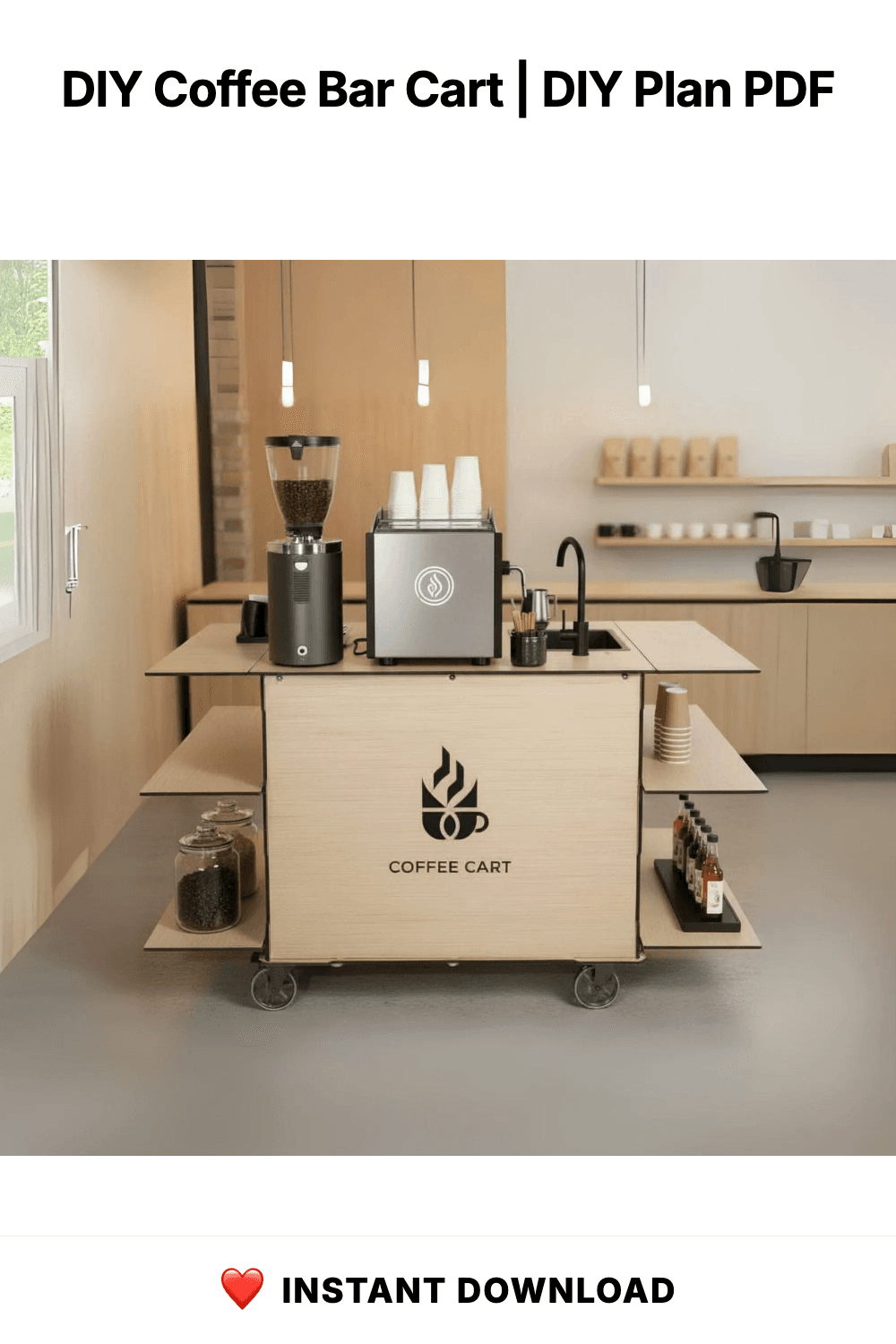 DIY Coffee Bar Cart | Custom Food Cart Plan PDF | Wedding Cart | Collapsible Beverage Cart | Vendor Cart | Foldable Bar Cart Business