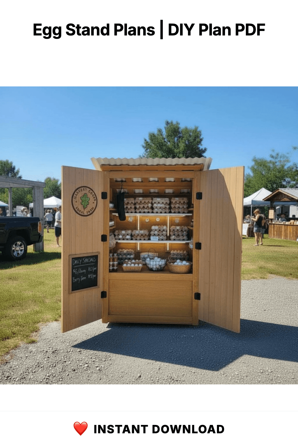 Egg Stand Plans | Roadside Egg Selling Stand Plans | Farmstand Plans | Roadside Plant, Flower, Fruit Stand | Portable Egg, Vegetable Cart