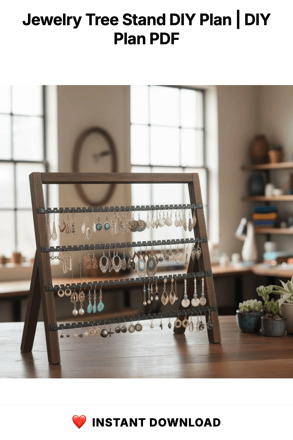 Jewelry Tree Stand DIY Plan | Laser Cut Earring Organizer (Digital Download)