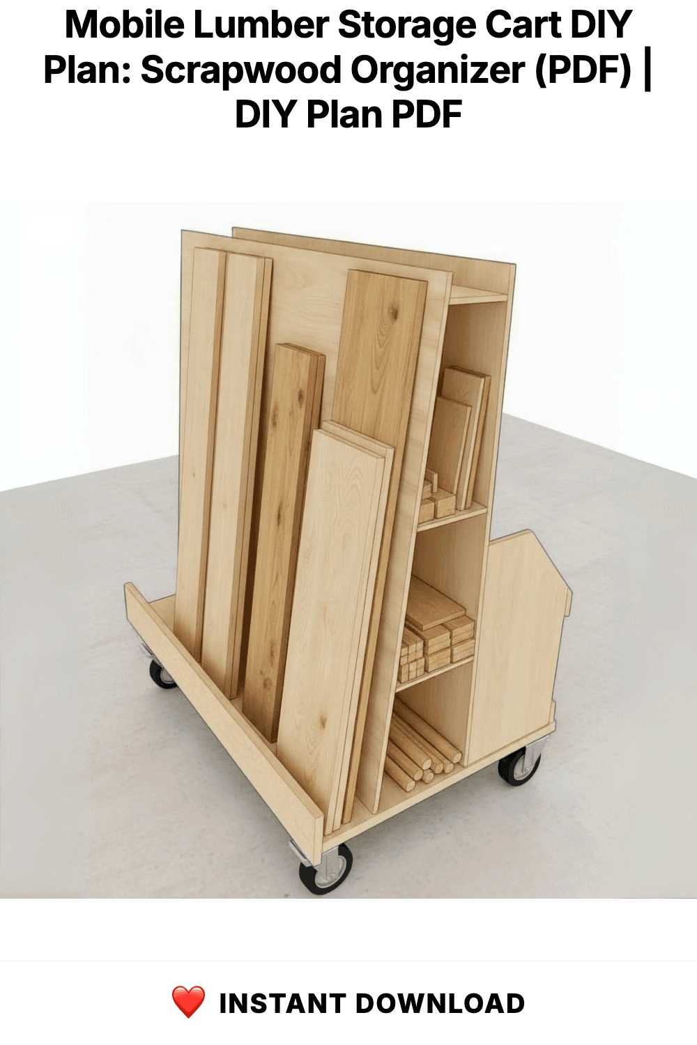 Mobile Lumber Storage Cart DIY Plan: Scrapwood Organizer (PDF)