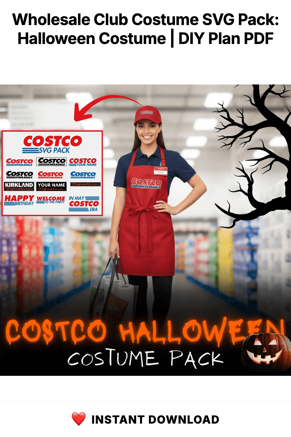 Wholesale Club Costume SVG Pack: Halloween Costume | Personalized Apron Design (Digital Download)