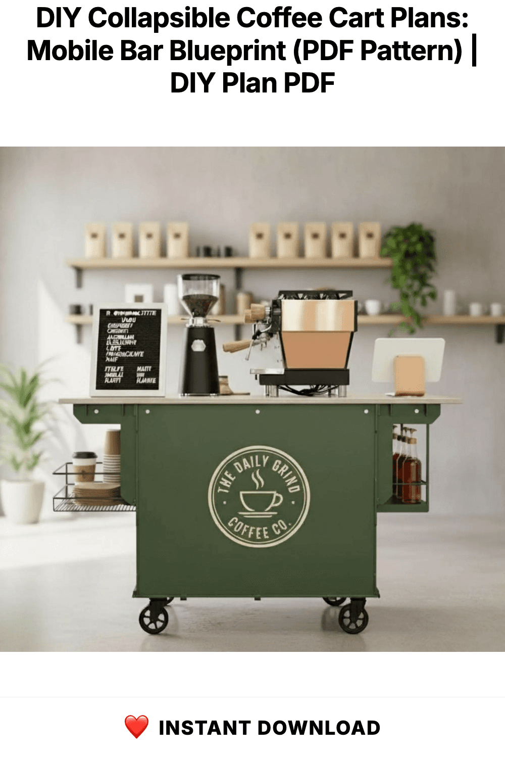 DIY Collapsible Coffee Cart Plans: Mobile Bar Blueprint (PDF Pattern)
