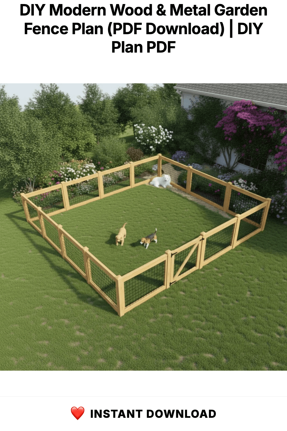 DIY Modern Wood & Metal Garden Fence Plan (PDF Download)