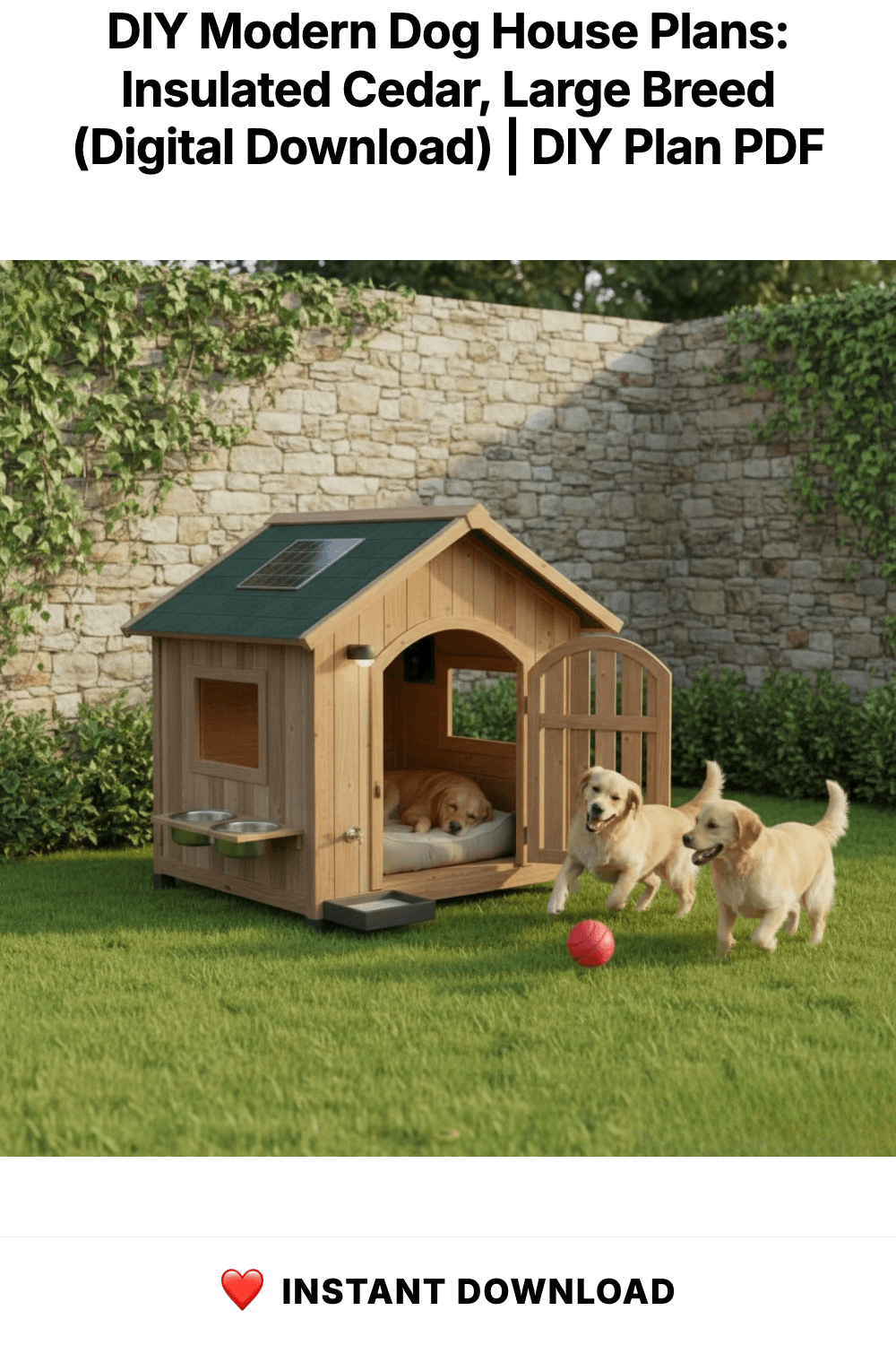 DIY Modern Dog House Plans: Insulated Cedar, Large Breed (Digital Download)