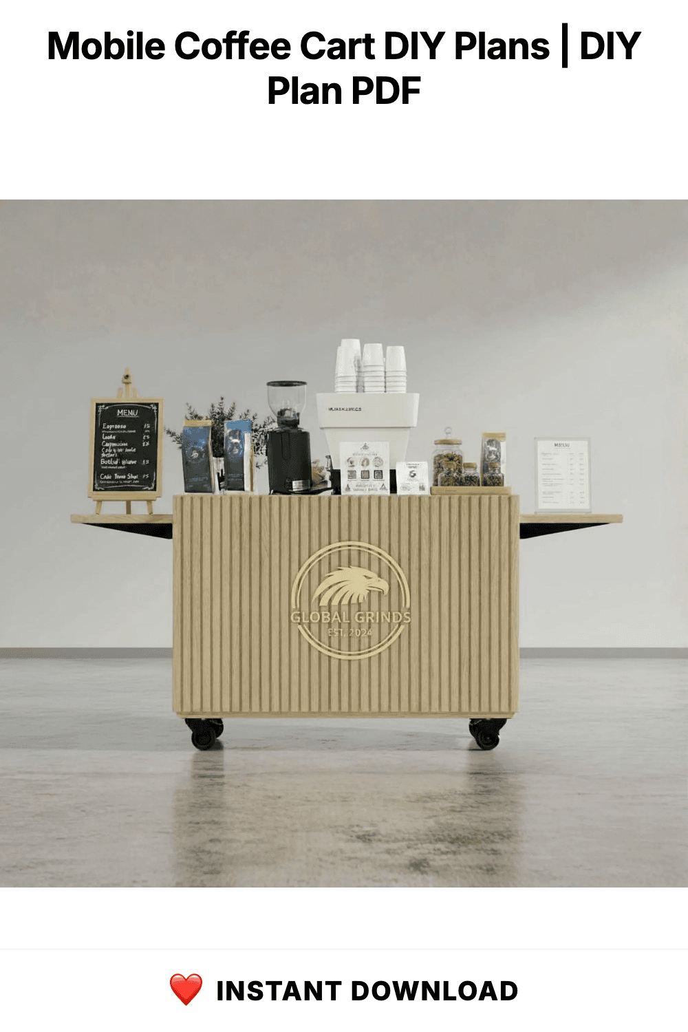 Mobile Coffee Cart DIY Plans | Collapsible Barista Station (PDF Download)