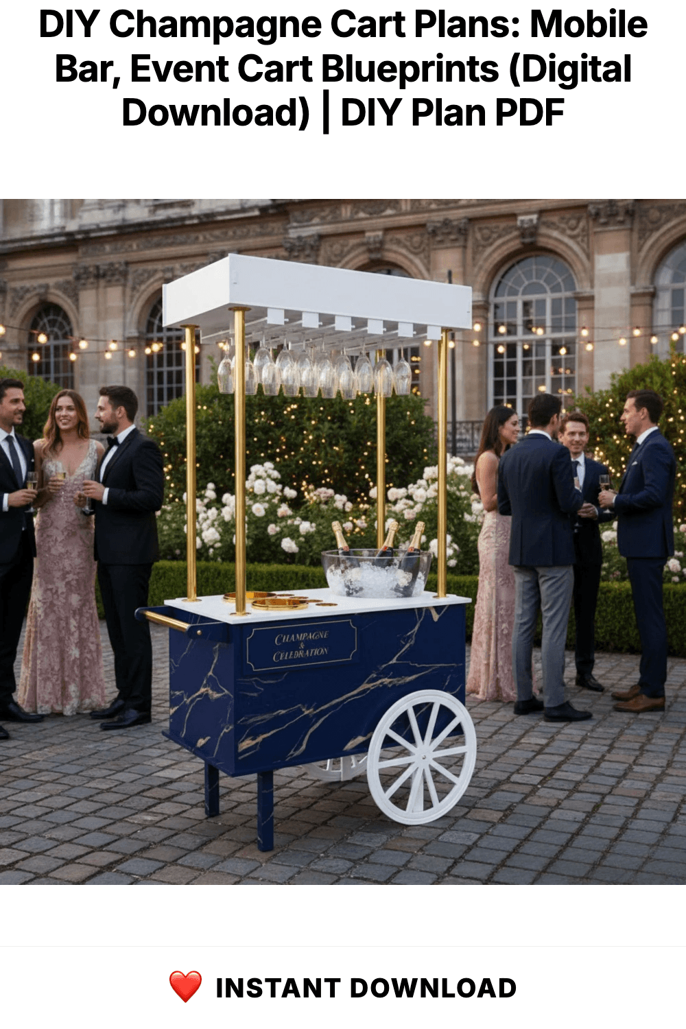 DIY Champagne Cart Plans: Mobile Bar, Event Cart Blueprints (Digital Download)