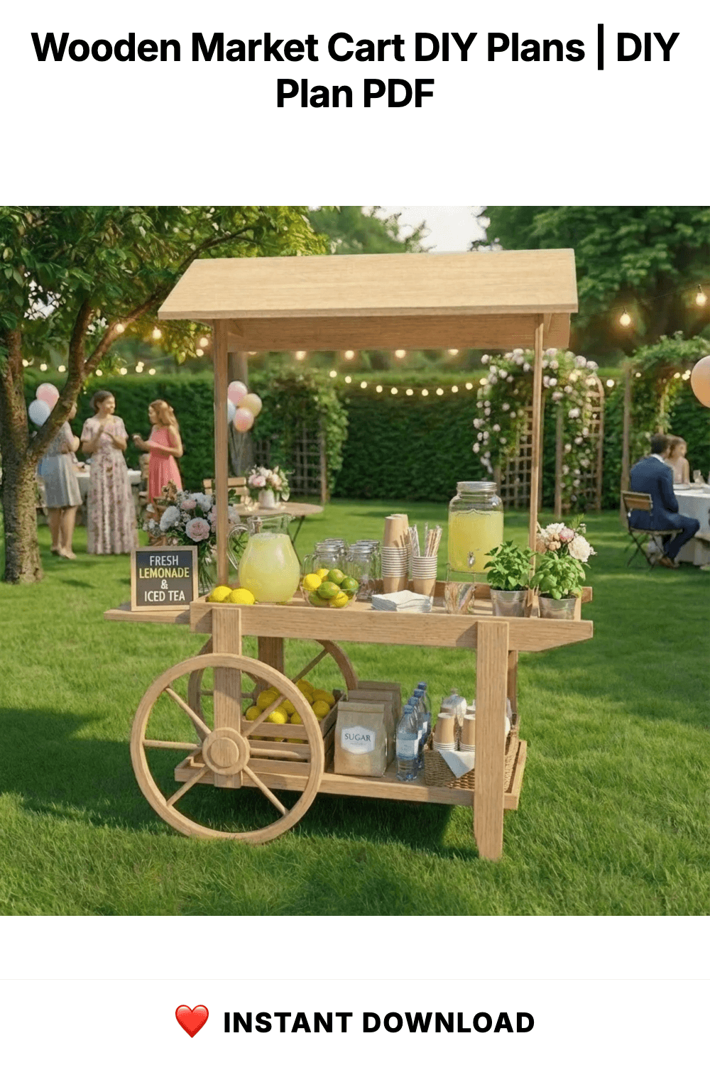 Wooden Market Cart DIY Plans | Collapsible Vendor Stall Blueprint (PDF Download)