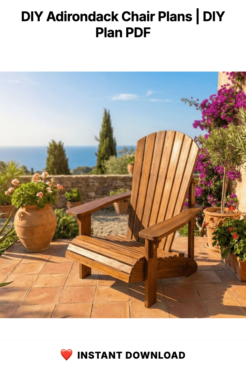 DIY Adirondack Chair Plans | Outdoor Garden Furniture Blueprint (Digital PDF)