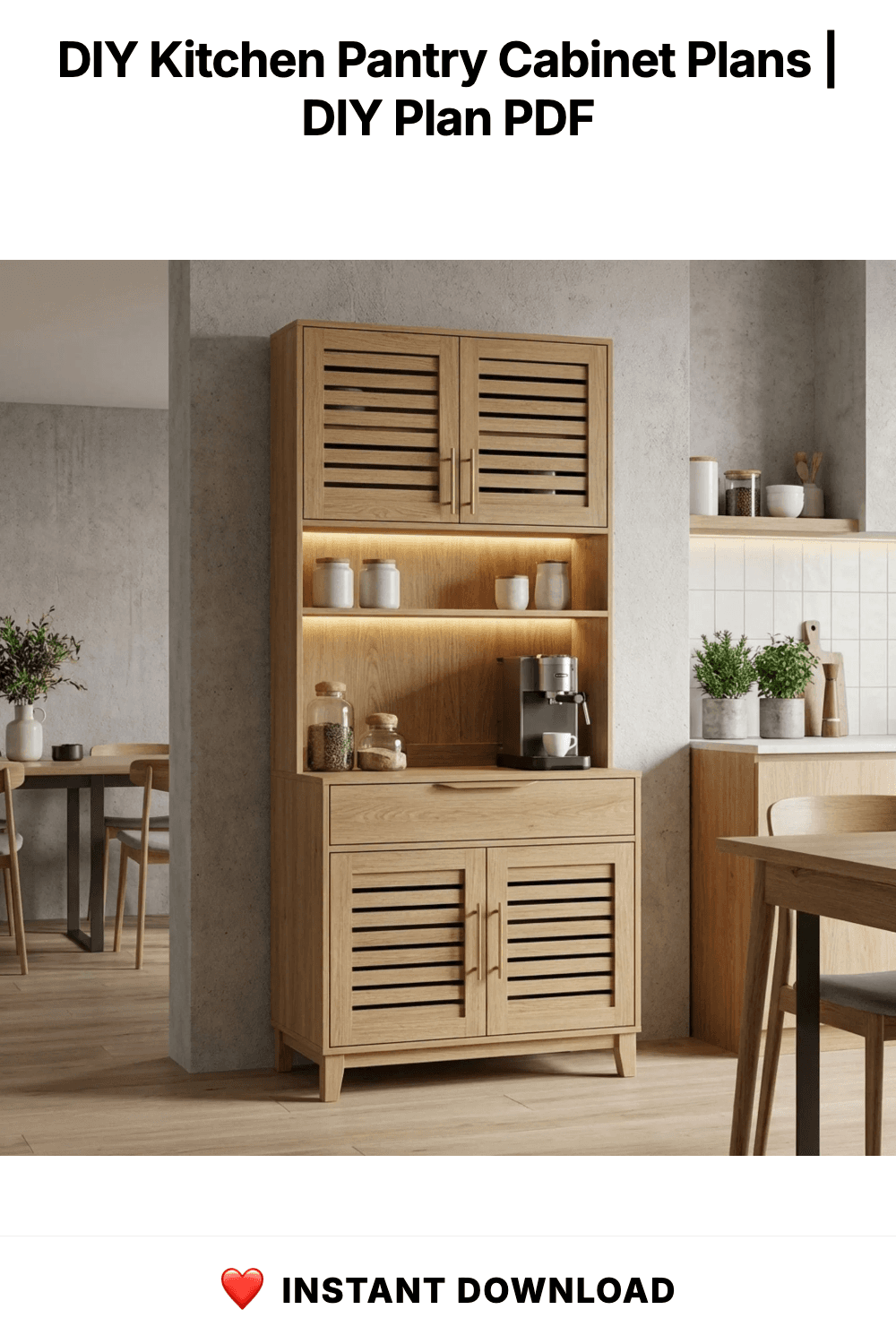 DIY Kitchen Pantry Cabinet Plans | Kitchen Organizer Build Blueprint | Standing Storage Guide
