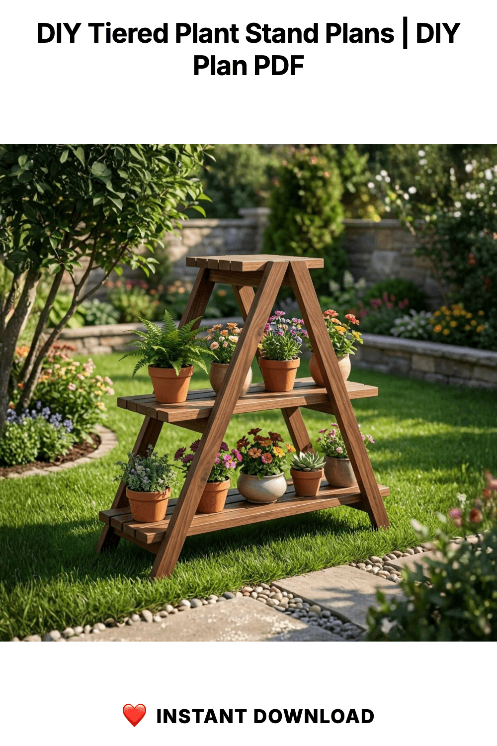 DIY Tiered Plant Stand Plans | A-Frame Wood Ladder Shelf Blueprint (Digital Download)