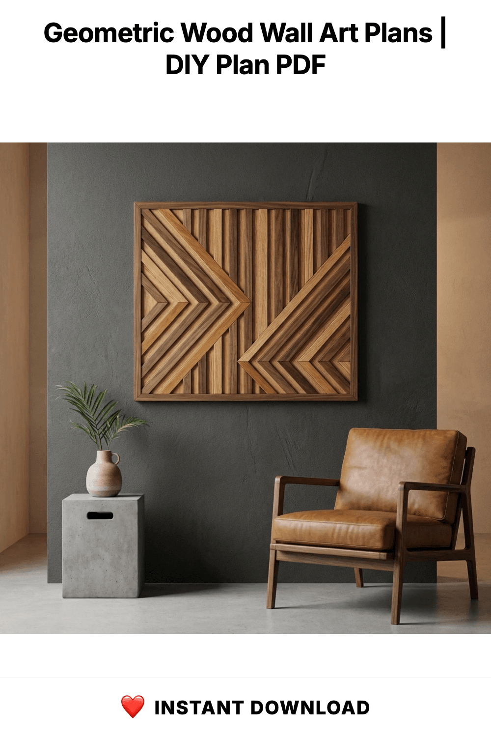 Geometric Wood Wall Art Plans | Large Chevron Blueprint (PDF Download)
