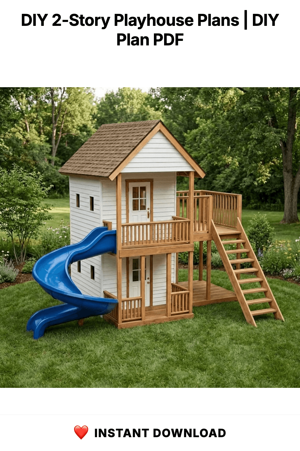 DIY 2-Story Playhouse Plans | Kids Elevated Backyard Fort Blueprint (PDF Download)