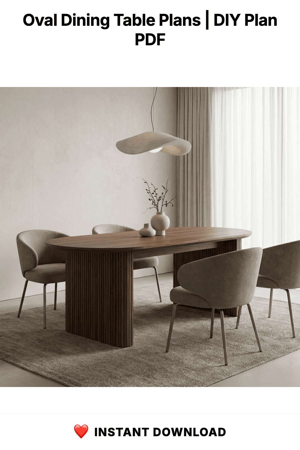 Oval Dining Table Plans | Modern Farmhouse Woodworking (Digital PDF Download)