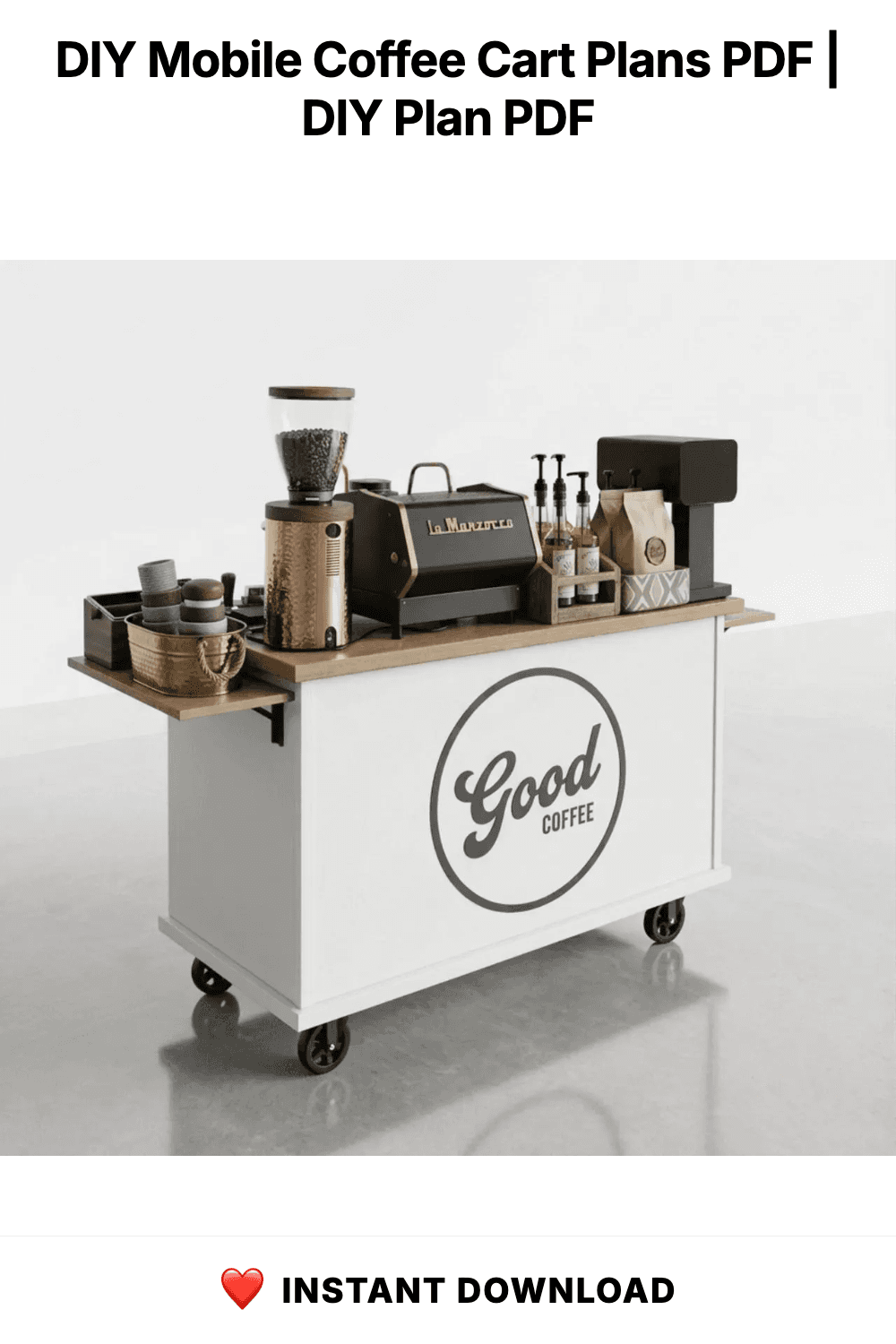 DIY Mobile Coffee Cart Plans PDF | Collapsible Bar Cart | Foldable Coffee Cart