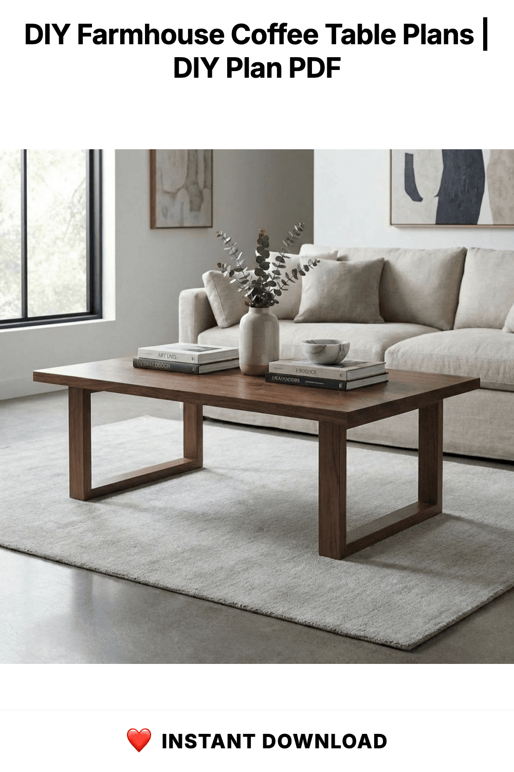 DIY Farmhouse Coffee Table Plans | Solid Wood Furniture Woodworking (Digital Download)