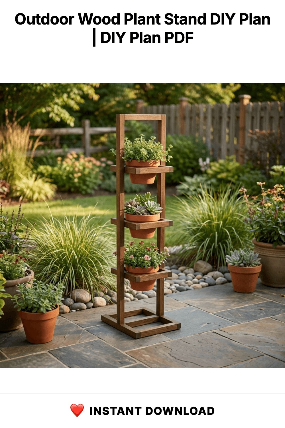 Outdoor Wood Plant Stand DIY Plan | 4-Tier Stepped Planter Woodworking Blueprint (Digital Download)
