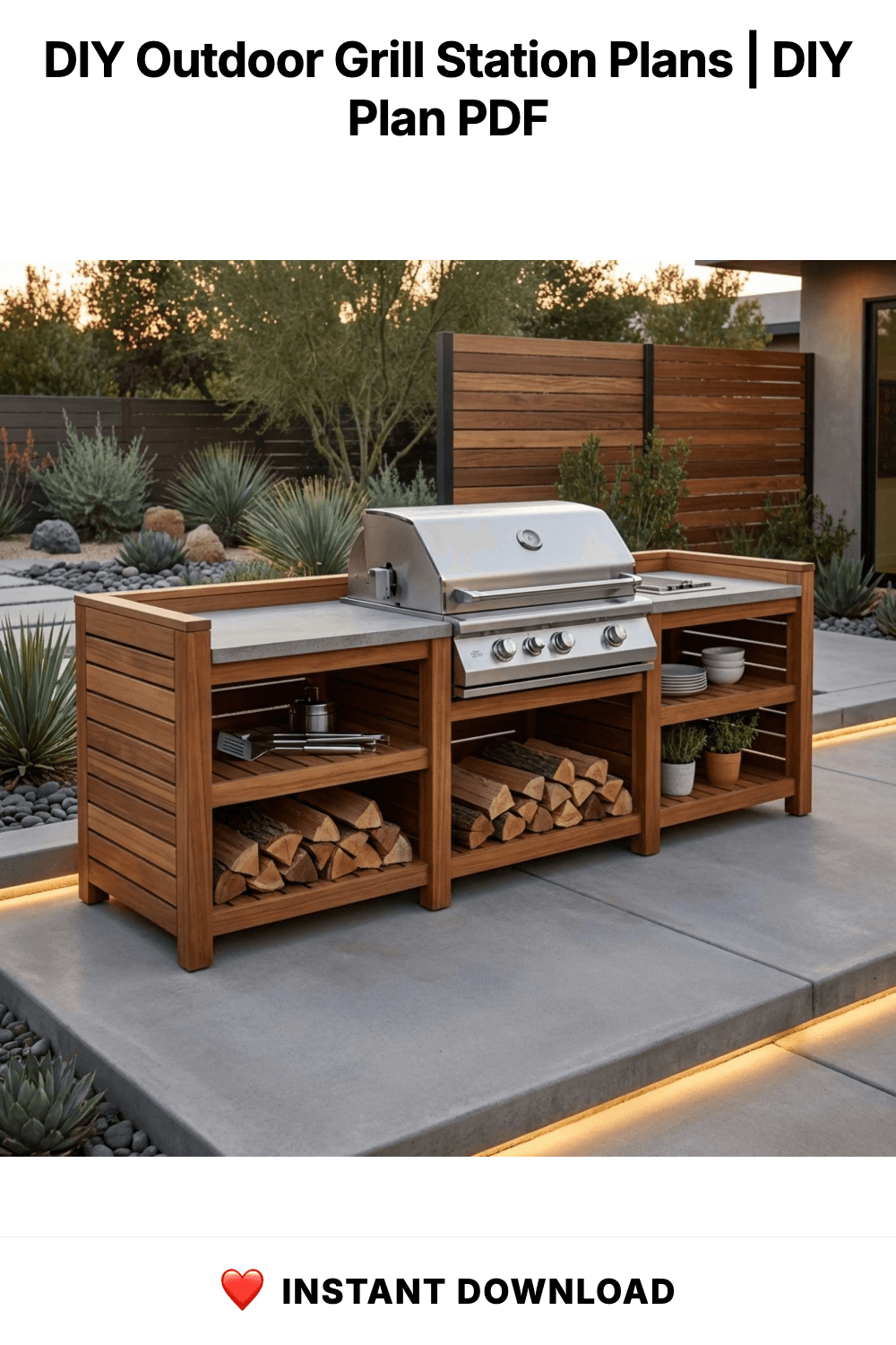 DIY Outdoor Grill Station Plans | BBQ Kitchen Cart Blueprint | Wooden Grill Table Build Guide