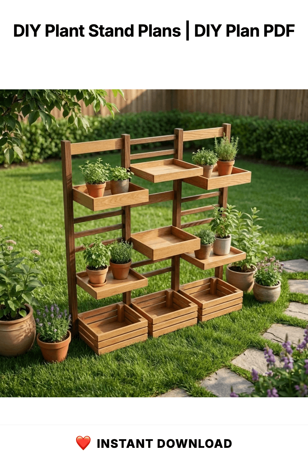 DIY Plant Stand Plans | Multi Tier Flower Pot Stand Blueprint |Outdoor Wooden Shelves PDF