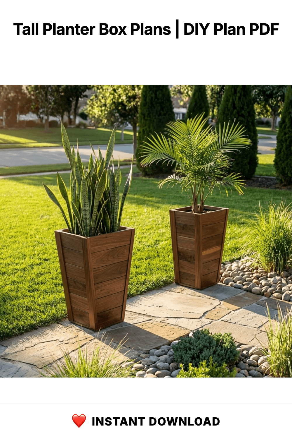 Tall Planter Box Plans | Modern Tapered Wood Outdoor Blueprint (PDF Download)