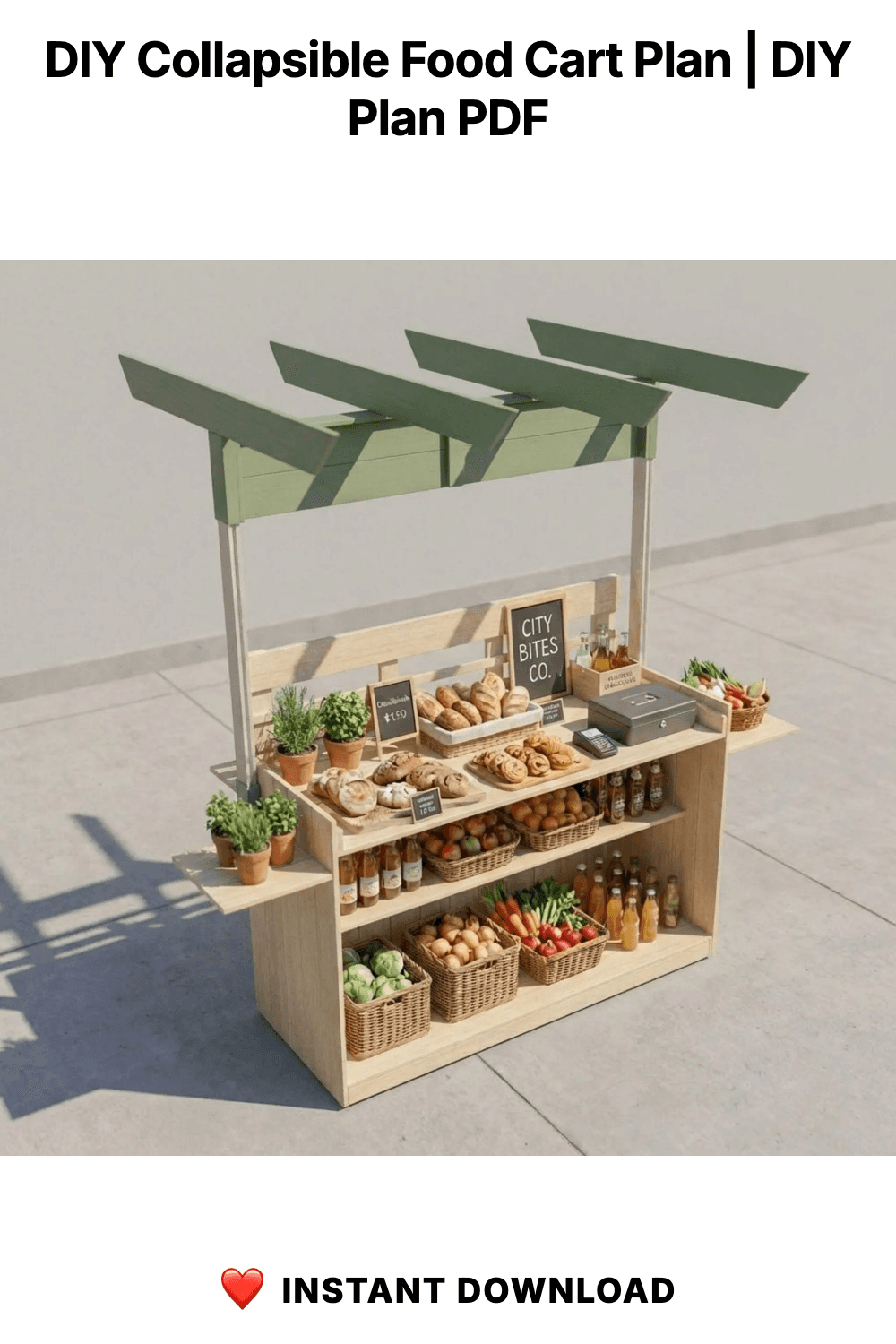 DIY Collapsible Food Cart Plan | Foldable Mobile Coffee Cart Plan | Charcuterie Cart Plan | Vendor Snack Stand Plan | Pancake & Dessert Cart