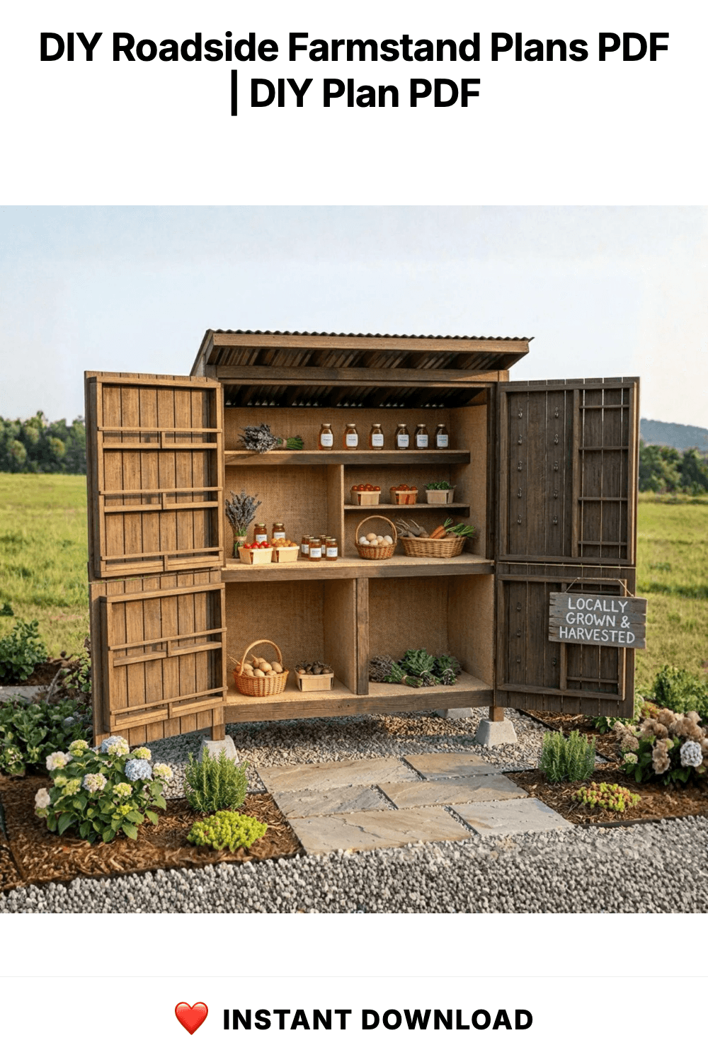 DIY Roadside Farmstand Plans PDF | Secure 4-Door Market Stall Blueprint | Sourdough & Egg Stand Build Guide | Vegetable Display Woodworking