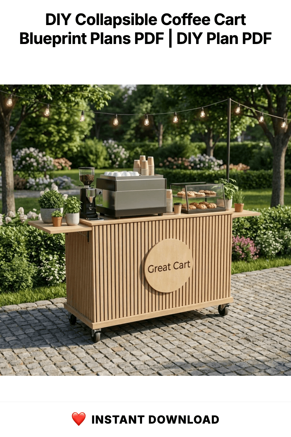 DIY Collapsible Coffee Cart Blueprint Plans PDF | Mobile Espresso Bar Blueprint | Fluted Wood Barista Stand | Portable Cafe Woodworking