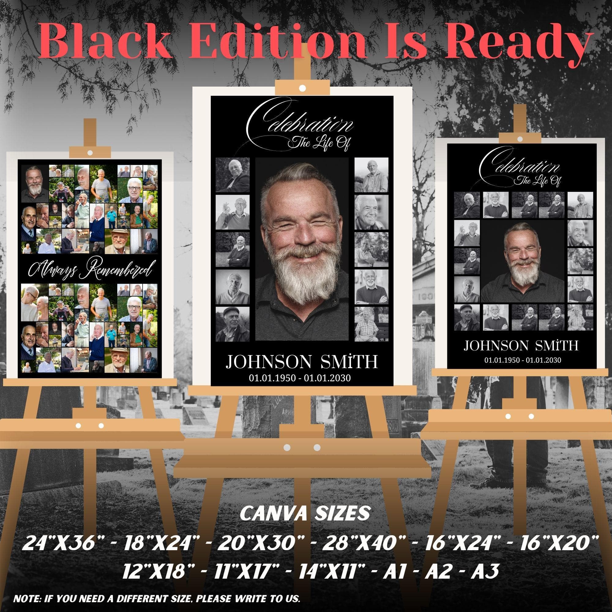 Funeral Photo Collage Sign Set, Memorial Poster (Digital Download) 4