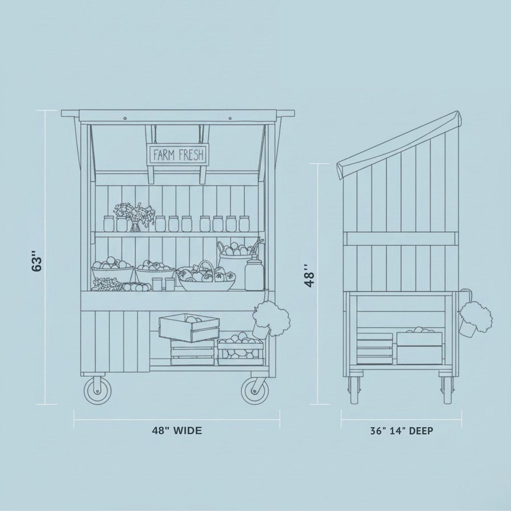 Farmstand Plans | Mobile Flower Stand Cart | Farmers Market Display | Roadside Fruit & Vegetable Stands | Bakery Cart Plans 5
