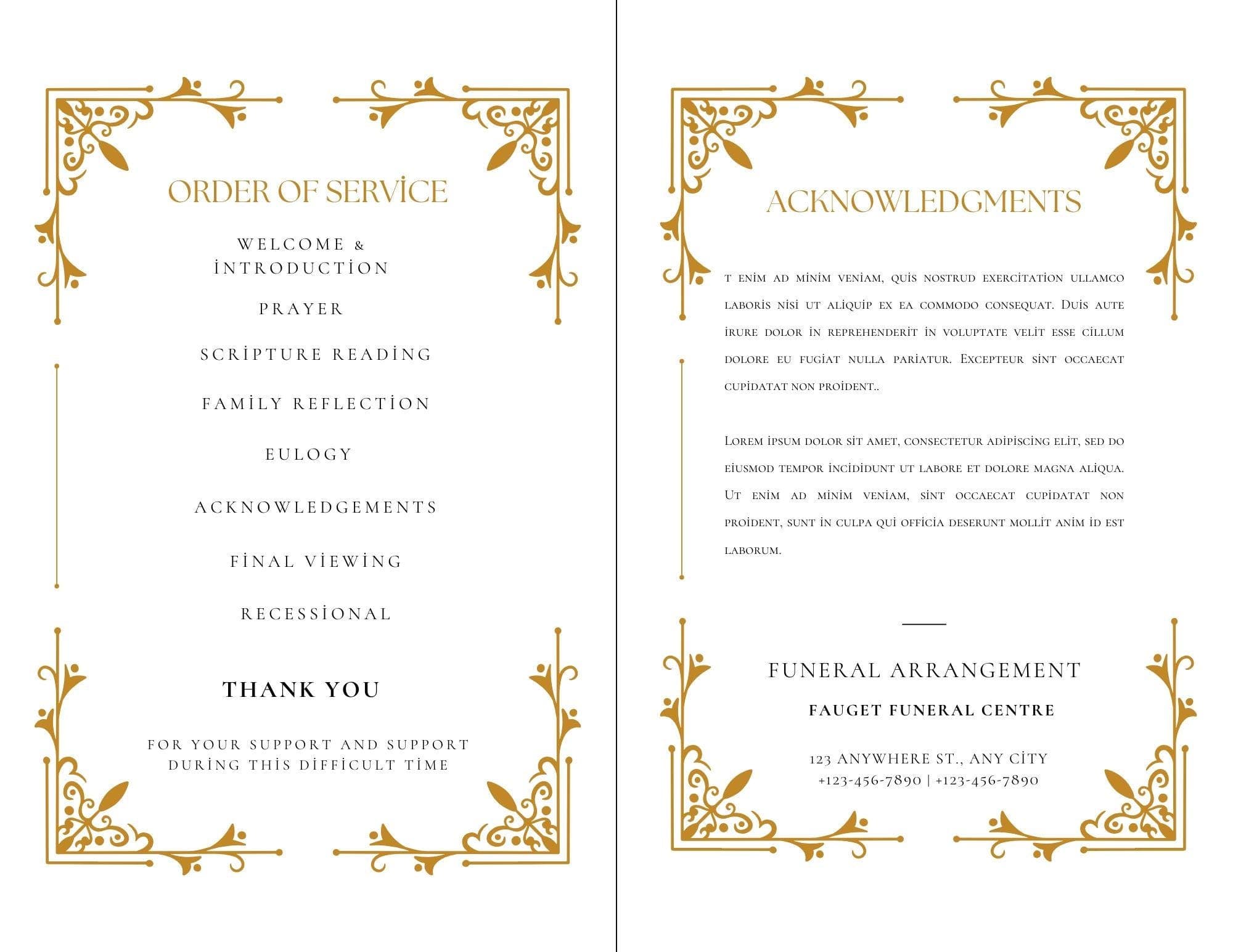 Gold Funeral Program Template | Canva Bifold Memorial (Digital Download) 6