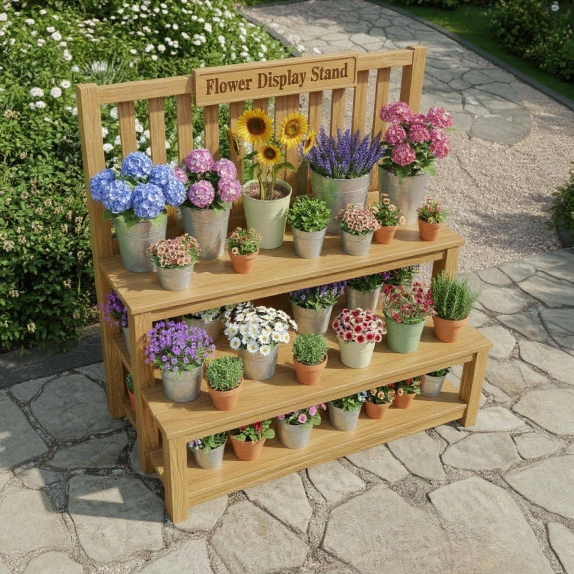 DIY Tiered Flower Display Stand Plans: Large Wood Planter (PDF Pattern) 2