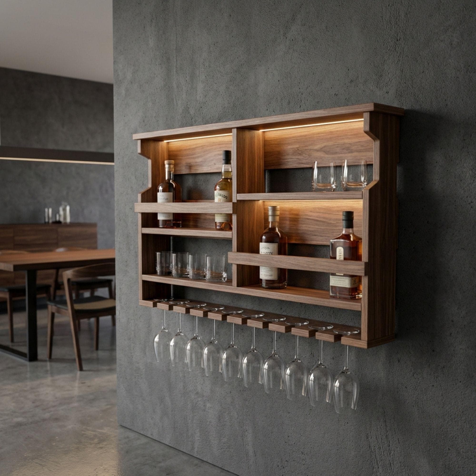 DIY Wall Mounted Wine Rack Plans | Bar Cabinet with Glass Storage (PDF Download) 3