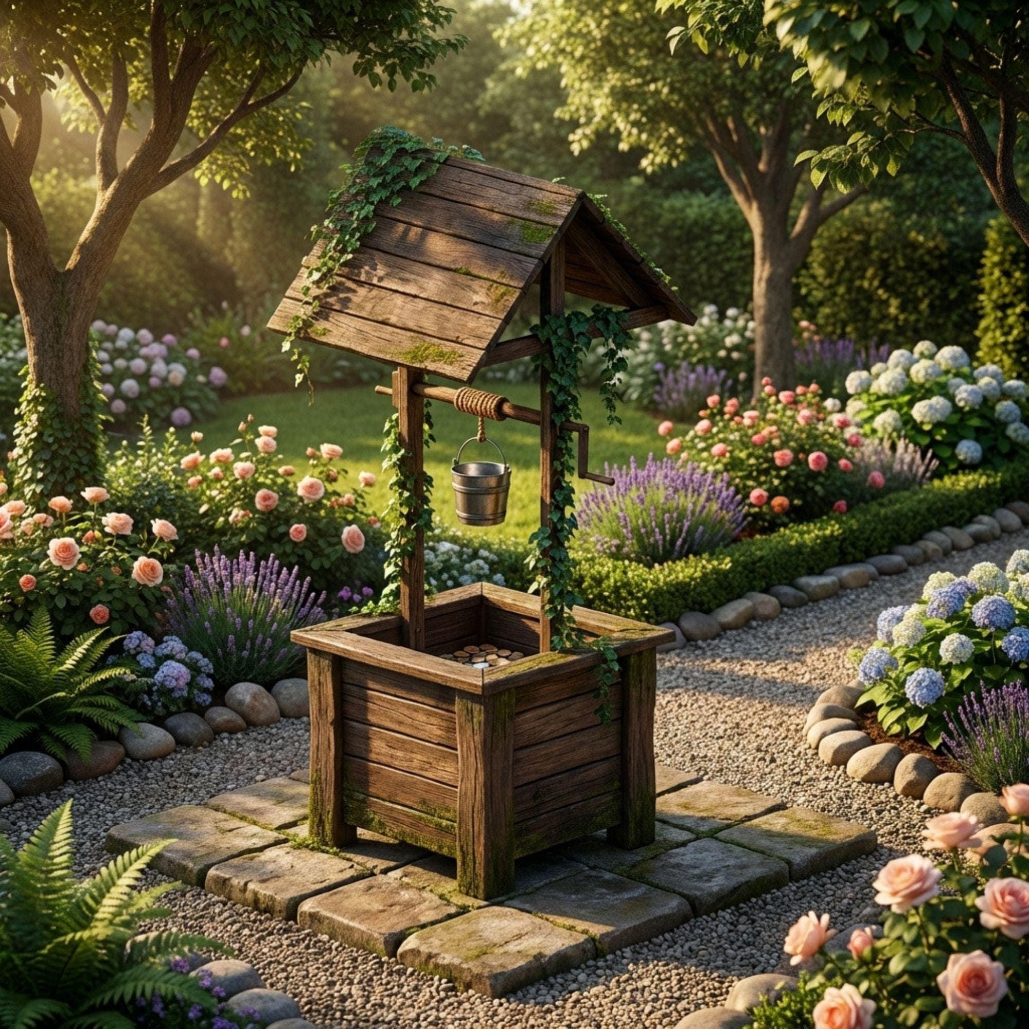 Wooden Wishing Well Plan | DIY Garden Planter, Outdoor Decor (PDF Download) 3