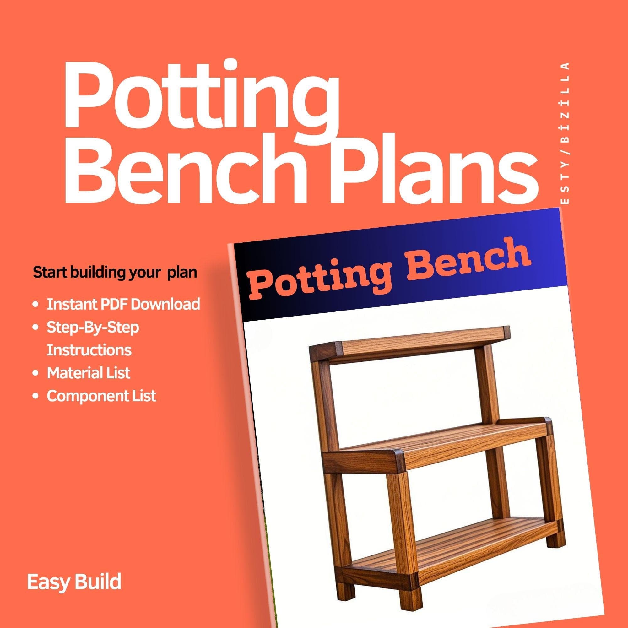 Rustic Potting Bench Plans | Outdoor Garden Workstation PDF 1