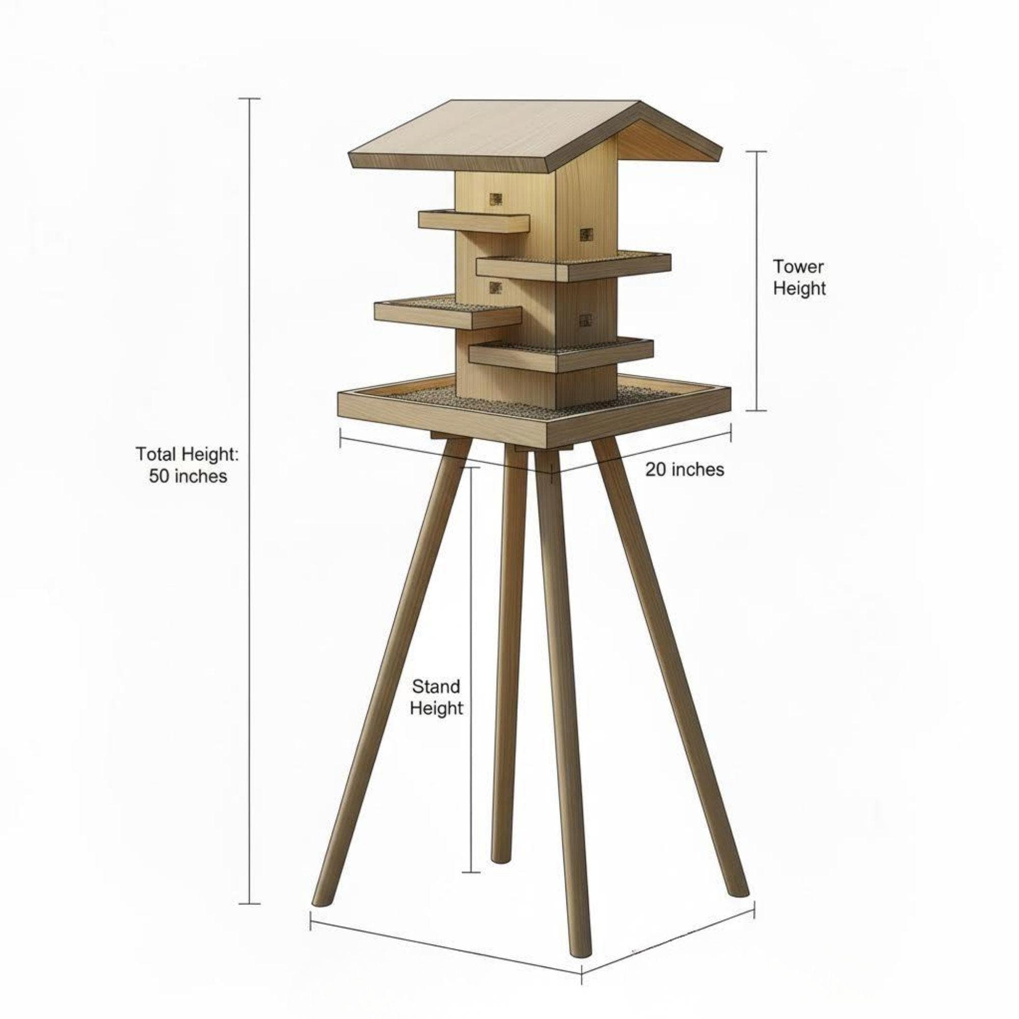 DIY Modern Bird Feeder Station Plans | Standing Tower Feeder Blueprint | Multi-Level Bird Hotel Architecture | Woodworking Project 1