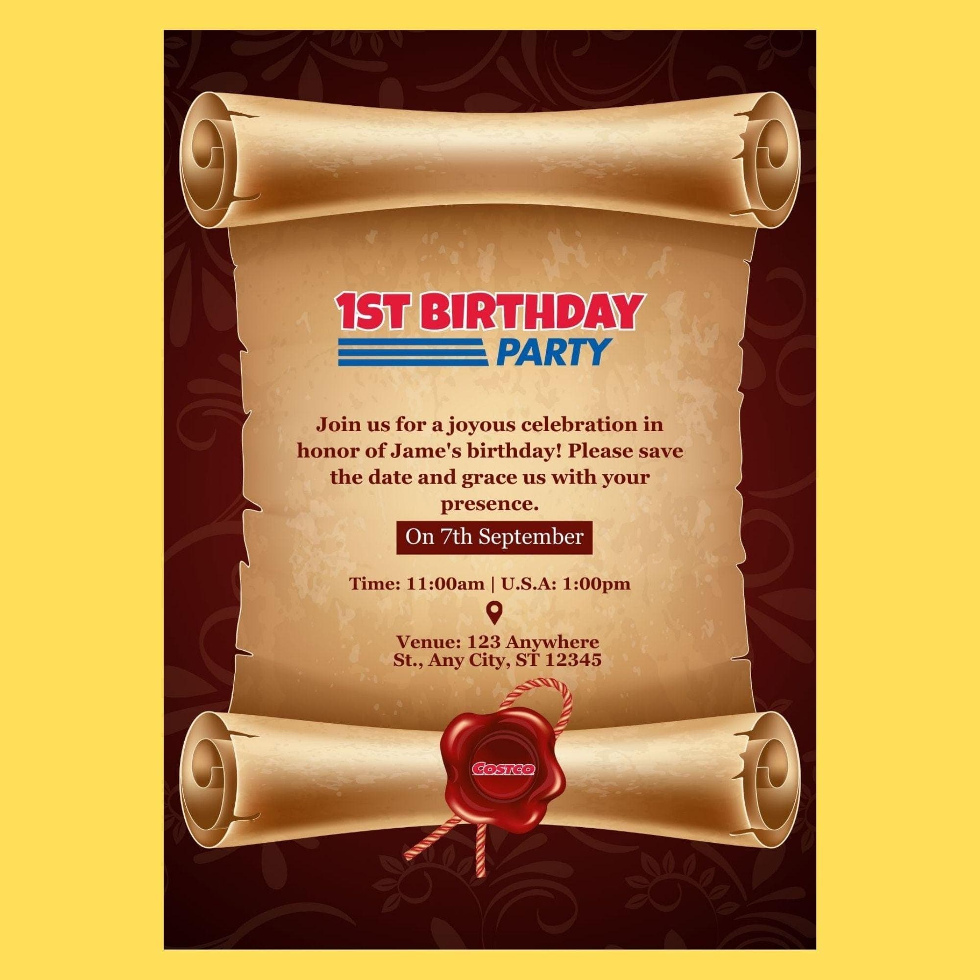 Costco Birthday Party Invitation Template | Editable Canva Invite (5x7 inches) 4