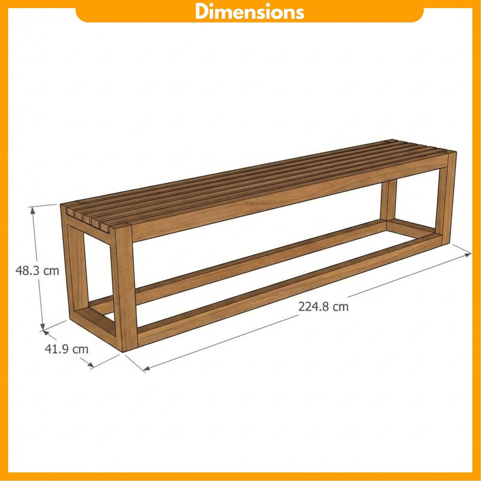 DIY Outdoor Bench Plans | Simple Wood Deck Bench Blueprint | Modern Backless Garden Seating PDF 1