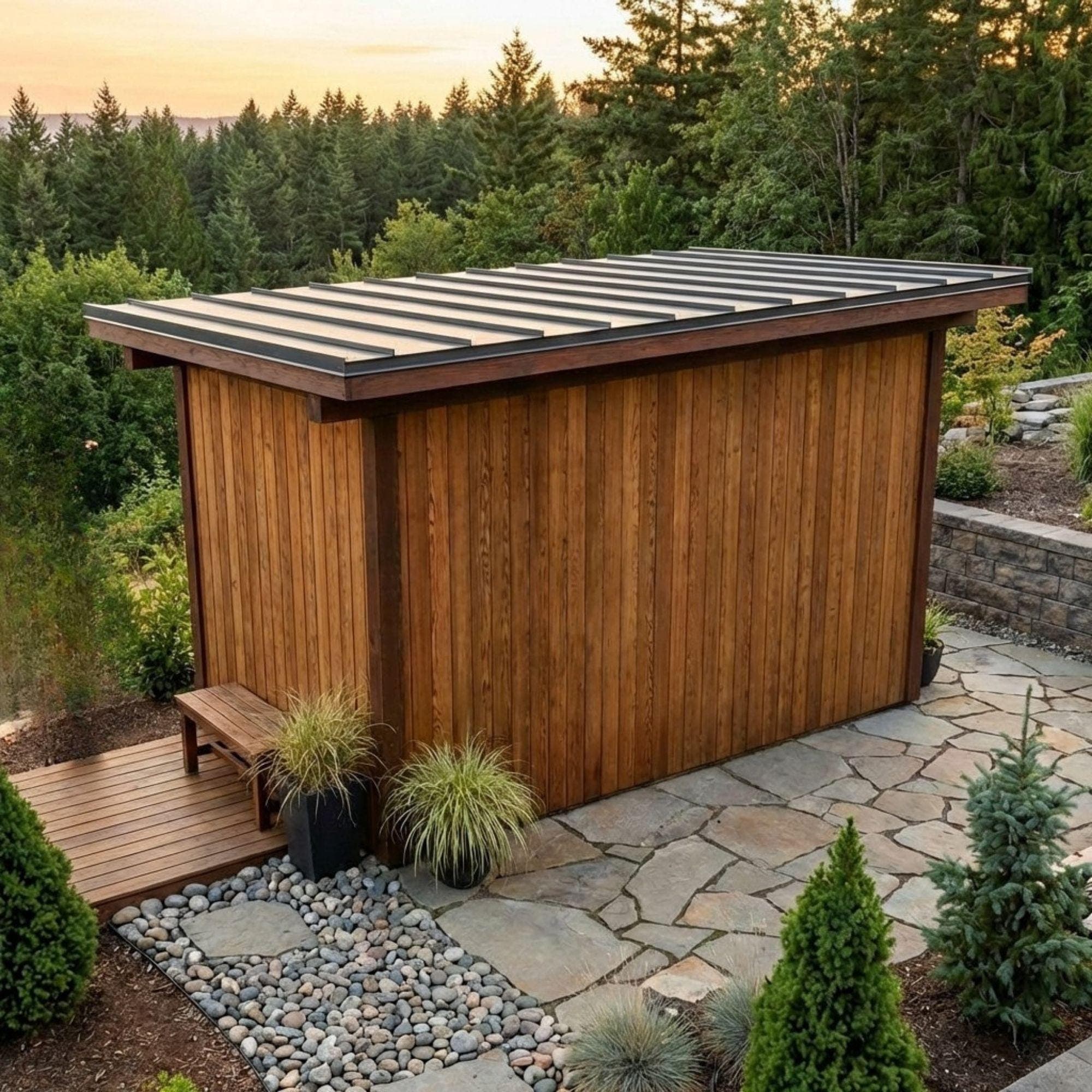 DIY Outdoor Sauna Plans | Modern Sauna Blueprints PDF | Sauna With Window | Sauna With Shower Plans | Backyard Sauna Building Design 5