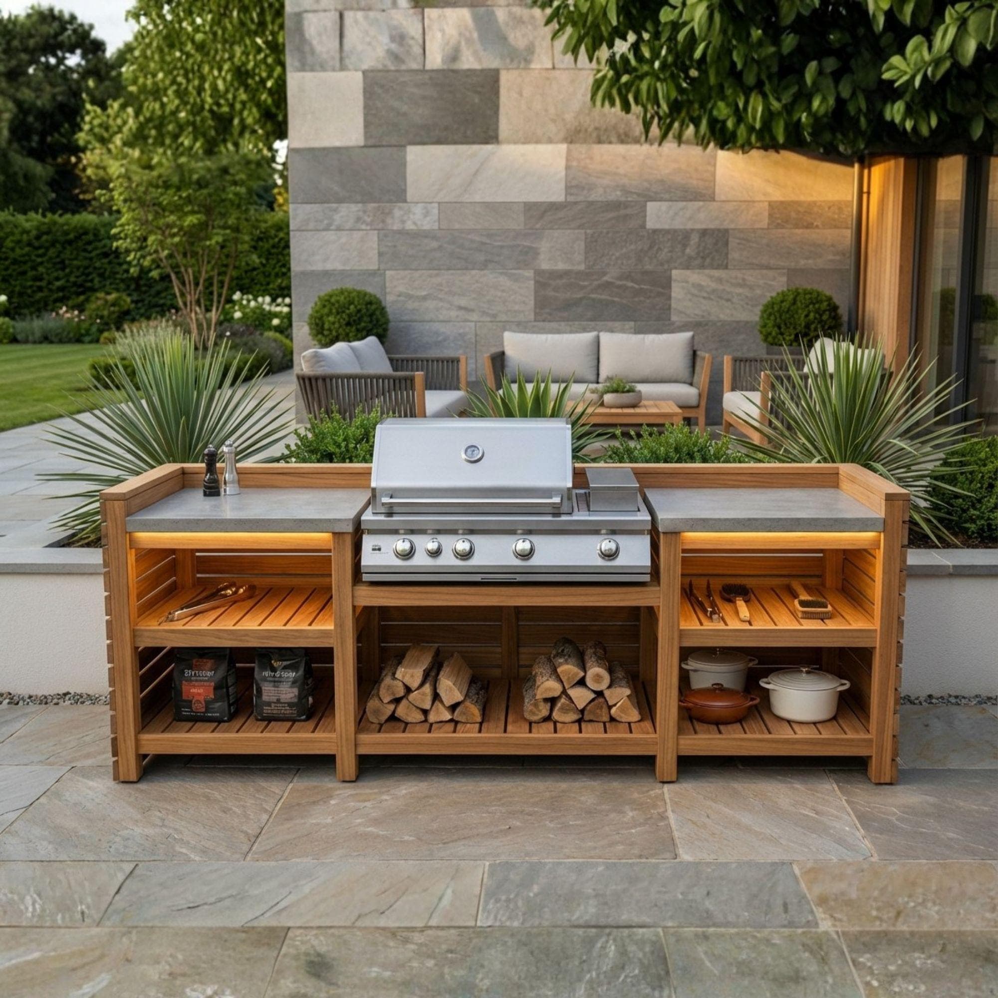 DIY Outdoor Grill Station Plans | BBQ Kitchen Cart Blueprint | Wooden Grill Table Build Guide 3