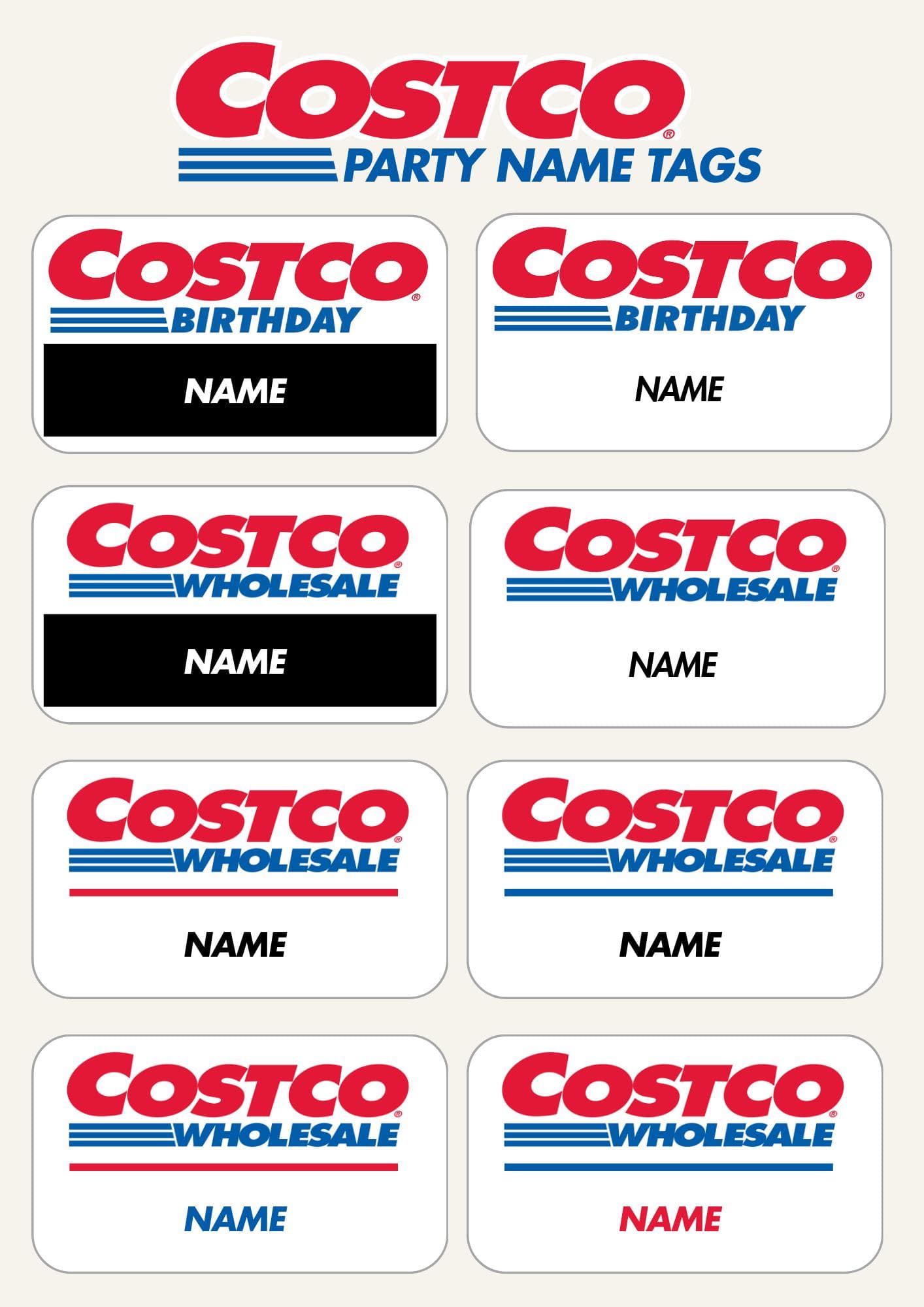 Costco Birthday Party Signs: Customizable Price Sign Canva Template 1