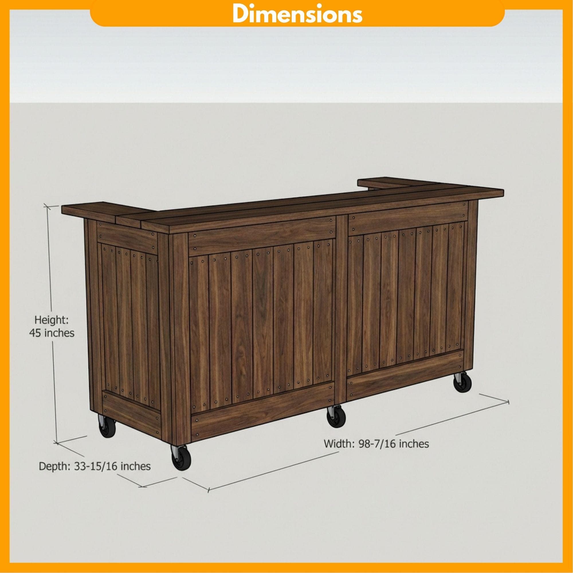 DIY Outdoor Bar Plans | Slatted Wood Mobile Bar Blueprint (PDF Download) 1