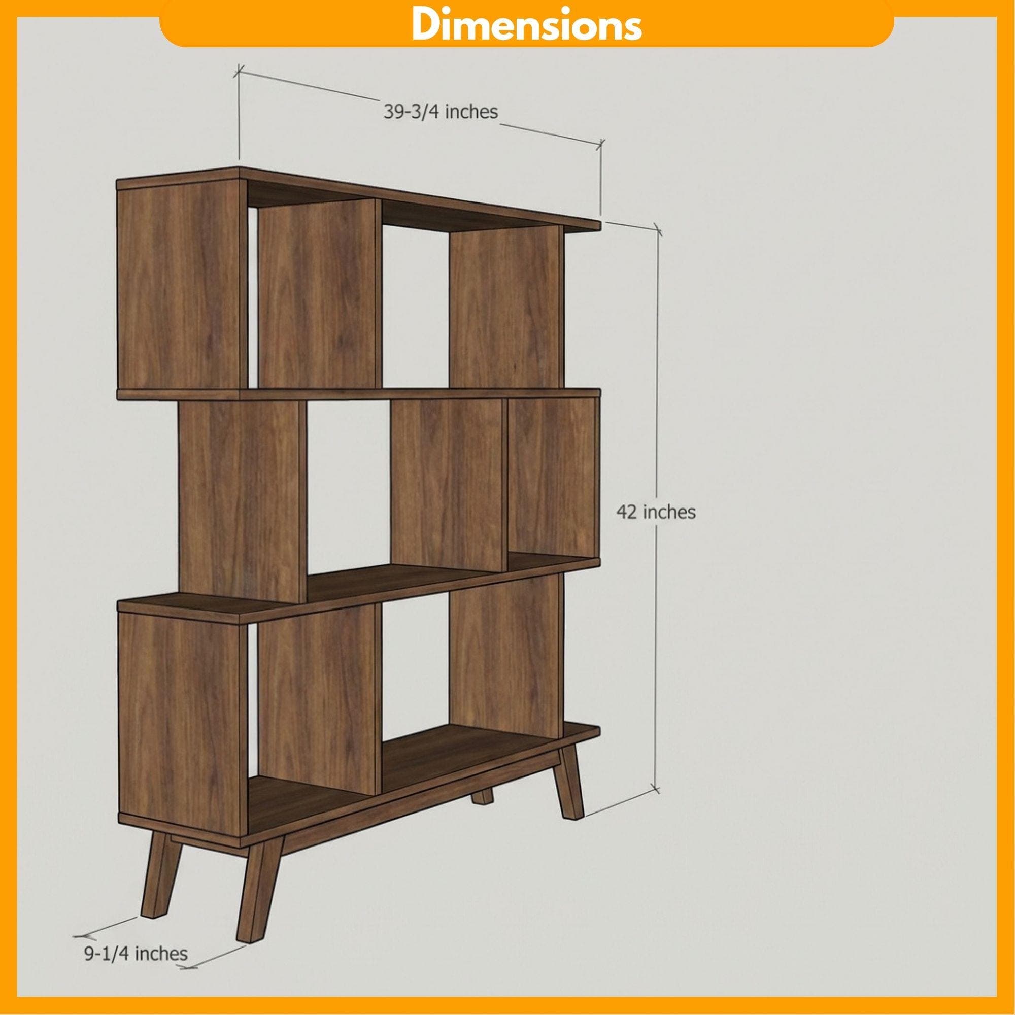 Mid-Century Modern Bookshelf Plans | Geometric Wood Bookcase Blueprint (Digital Download) 1