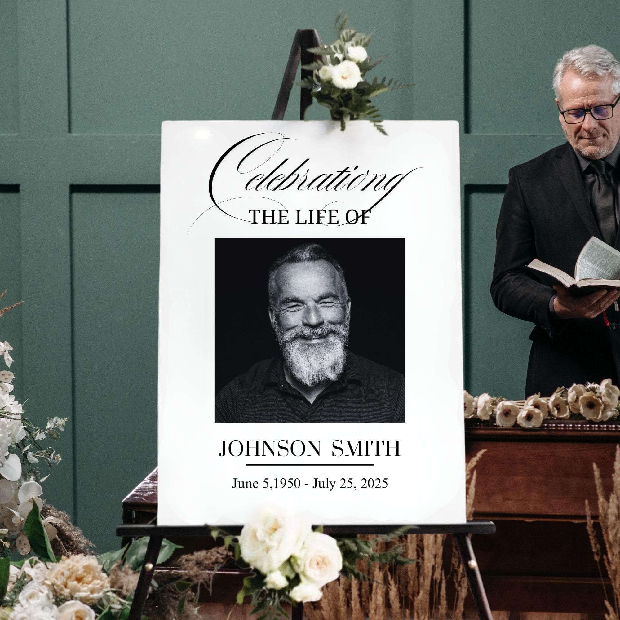 Memorial Photo Collage Sign | Funeral Welcome Poster (Digital Download)