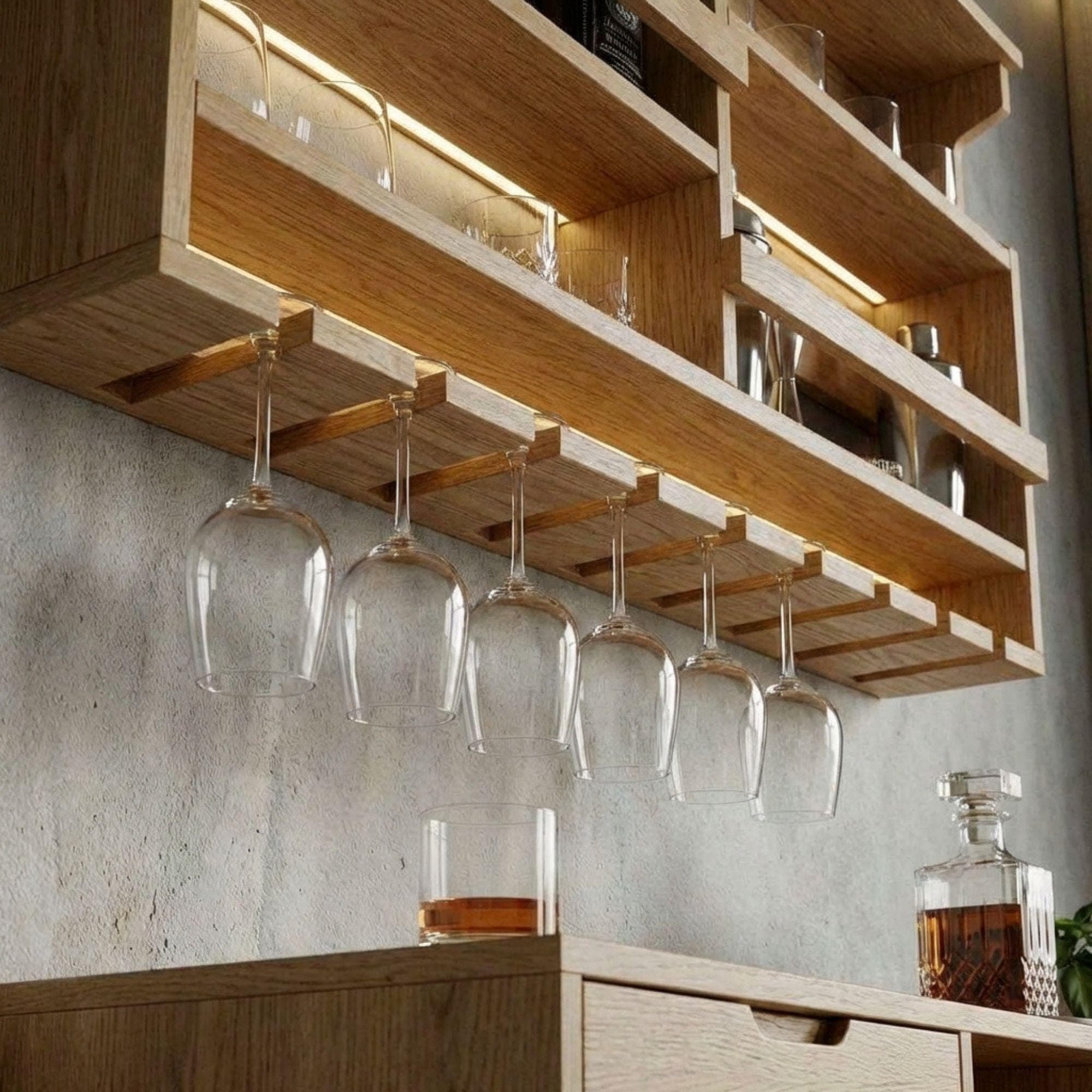 DIY Wall Mounted Wine Rack Plans | Bar Cabinet with Glass Storage (PDF Download) 4